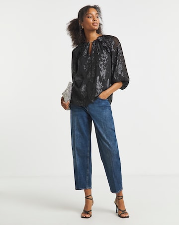 Joanna Hope Long Sleeve Lurex Blouse