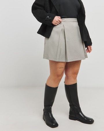 Pleated Brushed Check Mini Skirt