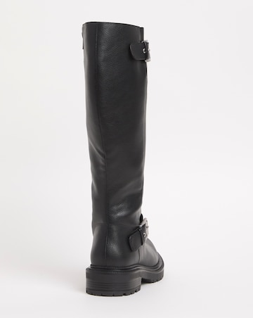 Eden Buckle Detail Knee High Boots Extra Wide EEE Fit Super Curvy Calf