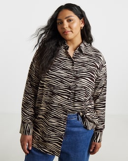 Simply Be Zebra Print Viscose Shirt
