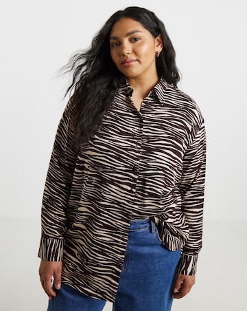 Simply Be Mono Print Viscose Shirt