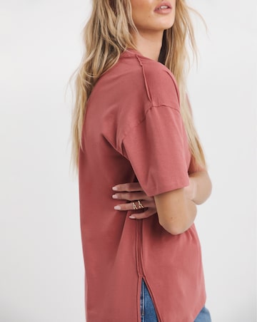 Simply Be Rose Oversized Slouchy V Neck Pure Cotton T-Shirt