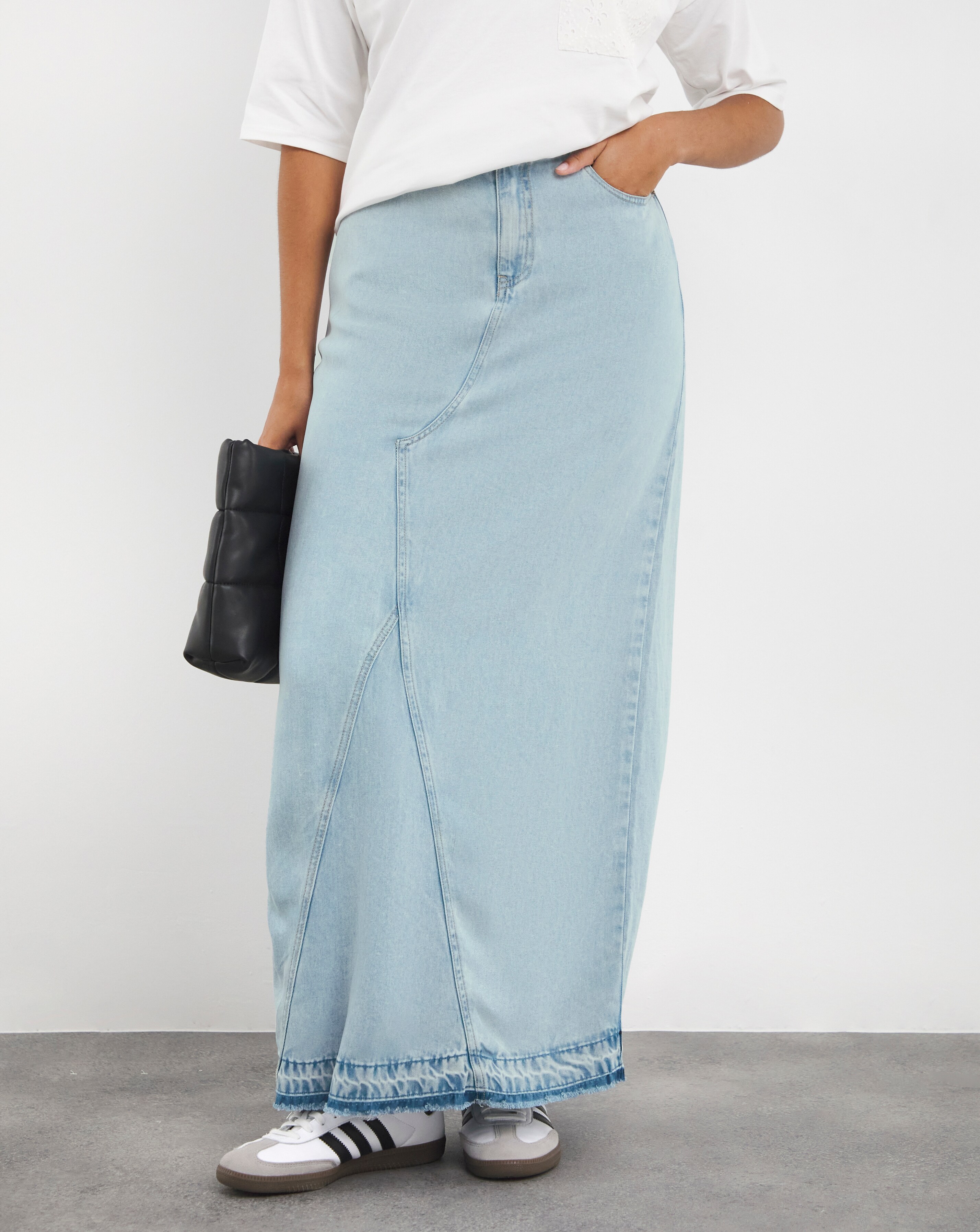 Light Wash Tencel Maxi Skirt Simply Be