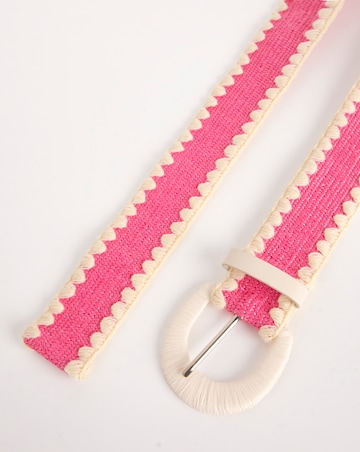 Pink Raffia Stretch Waist Belt
