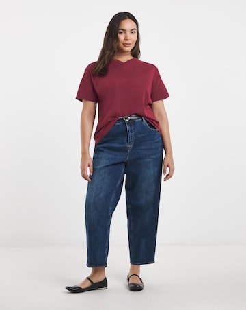 Burgundy & Rose 2 Pack High V Neck Slim Fit T-Shirts
