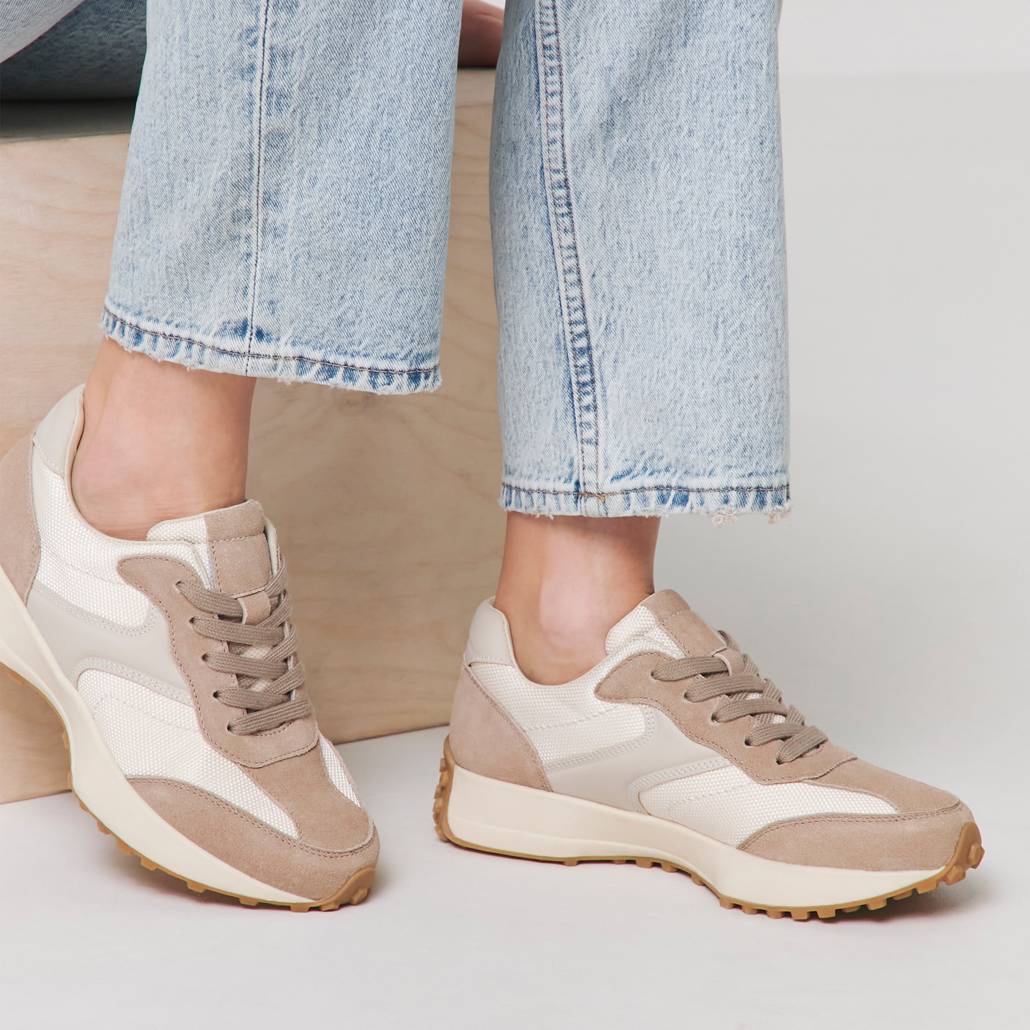 Akira trainers in sand and white