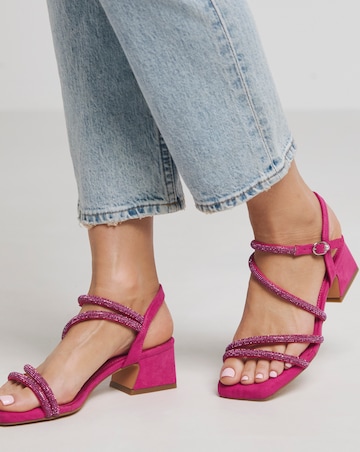 Gayle Low Block Heel Diamante Strap Detail Sandal Extra Wide EEE Fit