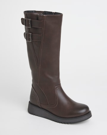 Heavenly Feet Bernice Knee High Boots Curvy Calf Wide Fit