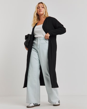 Black Soft Touch Ribbed Hooded Cardigan