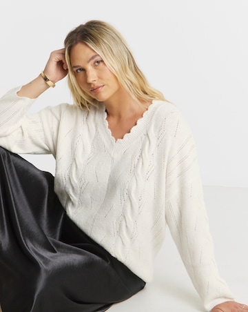 Ivory Scallop Edge Pointelle Jumper
