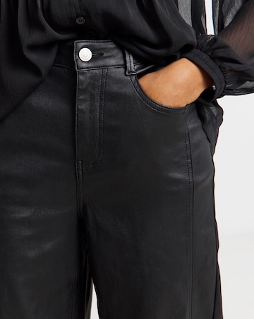 Black Coated Barrel Leg Jeans