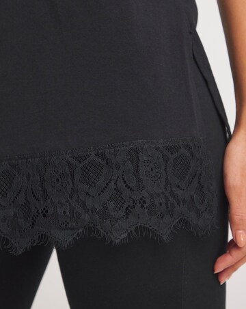 Black Runaway Love Oversized Lace Trim Tee