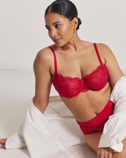 Pretty Secrets Penelope Wired Balcony Bra (B-F) Red