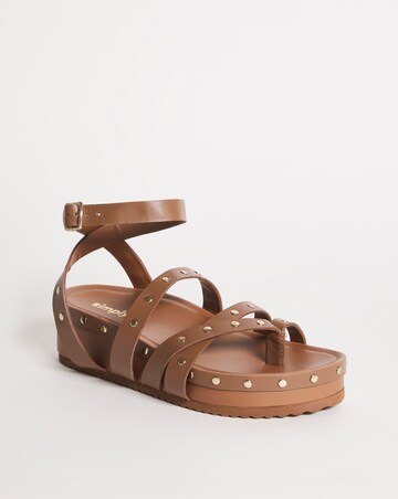 Sasha Studded Strappy Footbed Sandals - Wide Fit (E)