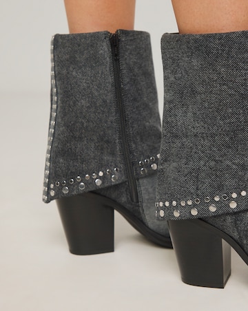 Enid Western Studded Cuff Ankle Boots Wide E Fit