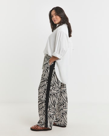 Simply Be Zebra Tie Waist Waffle Side Stripe Wide Leg Trousers