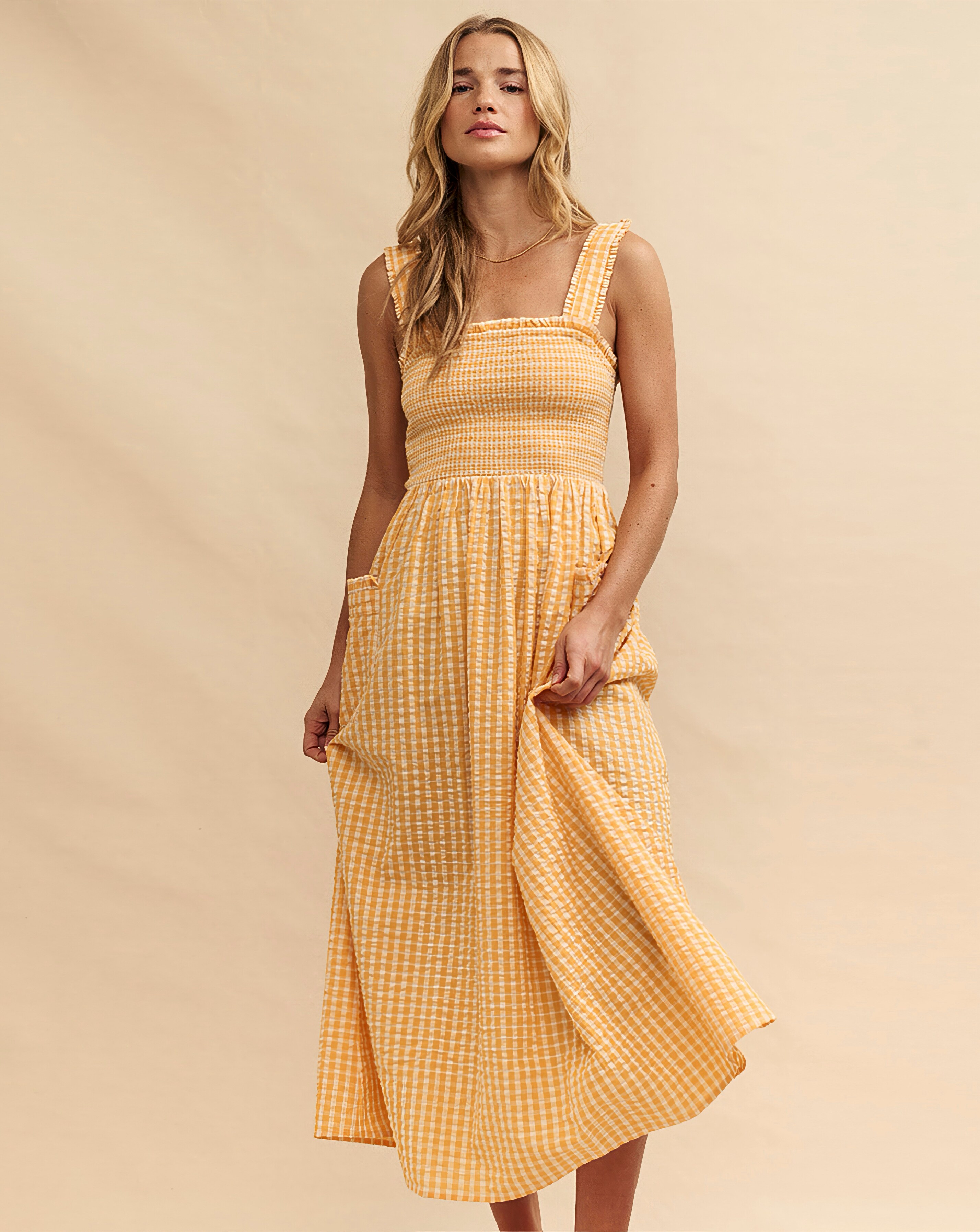 Nobody's Child Yellow Gingham Dionne Midi Dress | Simply Be