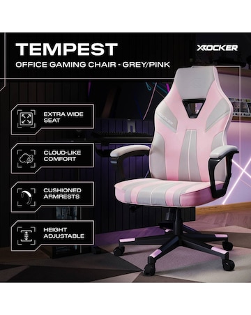 X Rocker Tempest Ergonomic PC Office Gaming Chair - Grey / Pink
