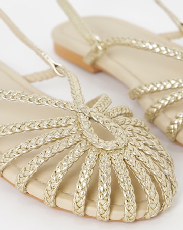 Latrice Leather Woven Detailing Flat Shoes - Extra Wide Fit (EEE)