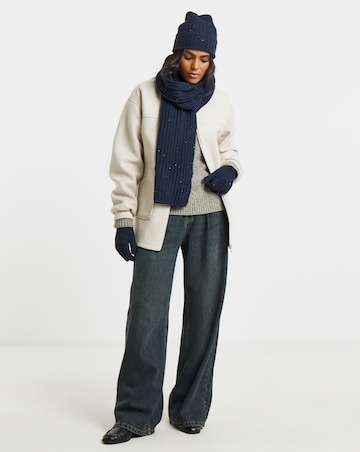 Sequin Detail Scarf, Hat & Glove Set