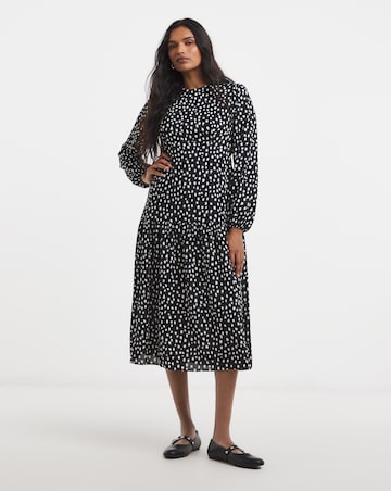 Simply Be Spot Print Drop Waist Cinch Detail Midi Dress