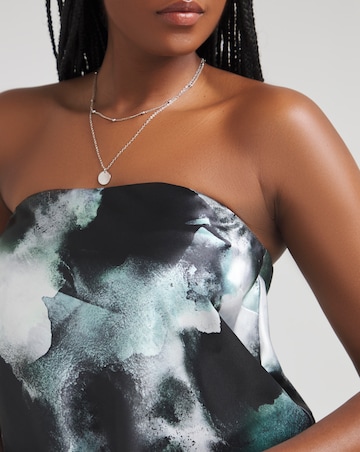 Abstract Print Satin Bandeau Top