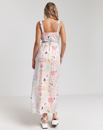 Printed Tie Front Midi Dress