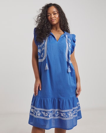 Figleaves Frida Blue Embroidered Beach Dress