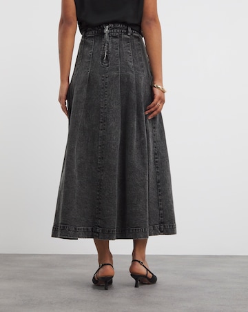 Black Maxi Denim Kilt