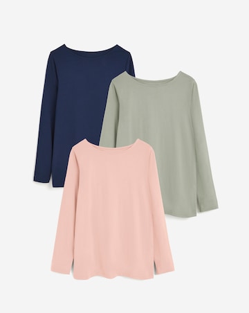 Navy,Sage & Peach 3 Pack Slash Neck Tops