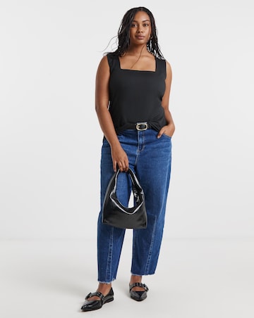 Black Double Layer Square Neck Vest