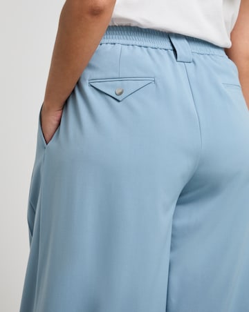 Blue Pleated Wide Leg Trousers