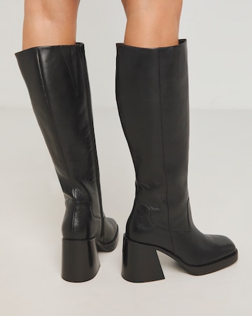 Gingerly Leather Platform Knee High Boots Wide E Fit Super Curvy Calf