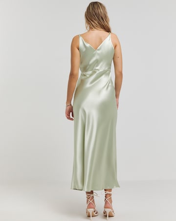 Sage Satin Cami Slip Dress