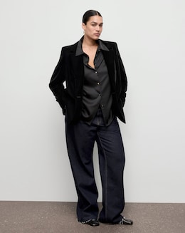 Mango Velvet Black Blazer