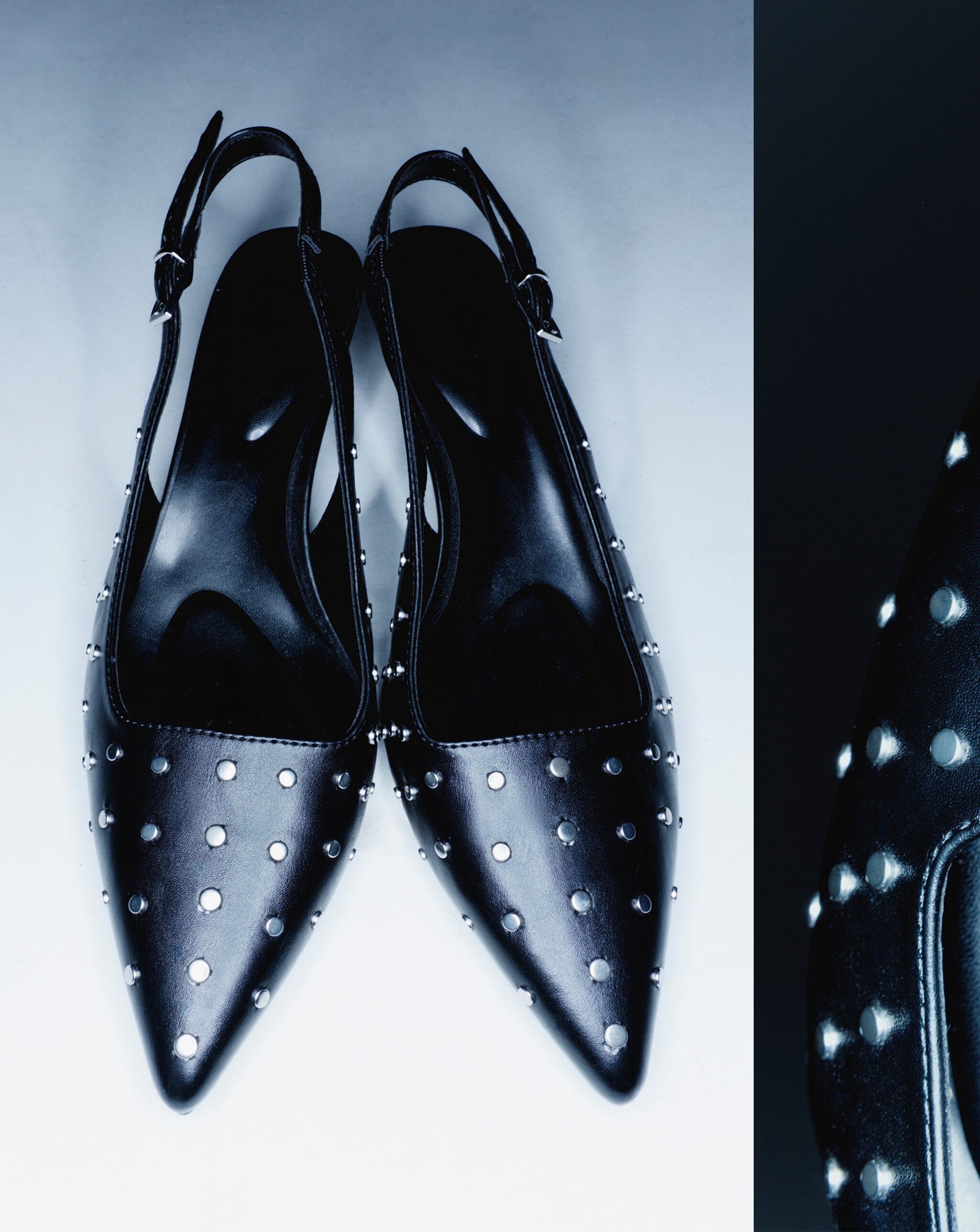 Black heels with silver stud detail