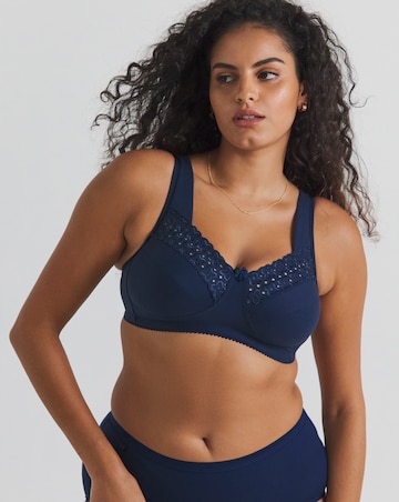 Miss Mary of Sweden Broderie Anglaise Cotton Non Wired Bra Dark Blue