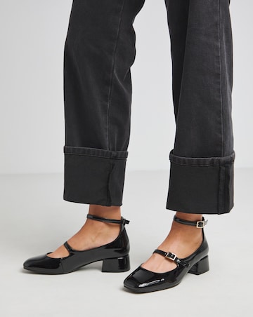 Reno Mary Jane Ankle Strap Block Heel Shoes - Extra Wide Fit (EEE)