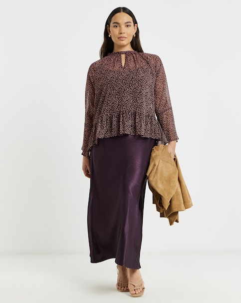 Simply Be Plum Satin Maxi Skirt