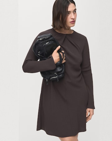 Mango Long-Sleeve Mini Dress With Draped Neck