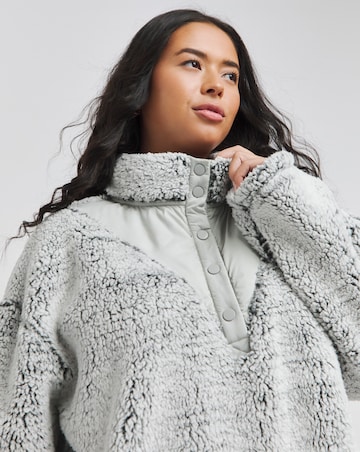 Acid Wash Teddy High Neck Sweatshirt