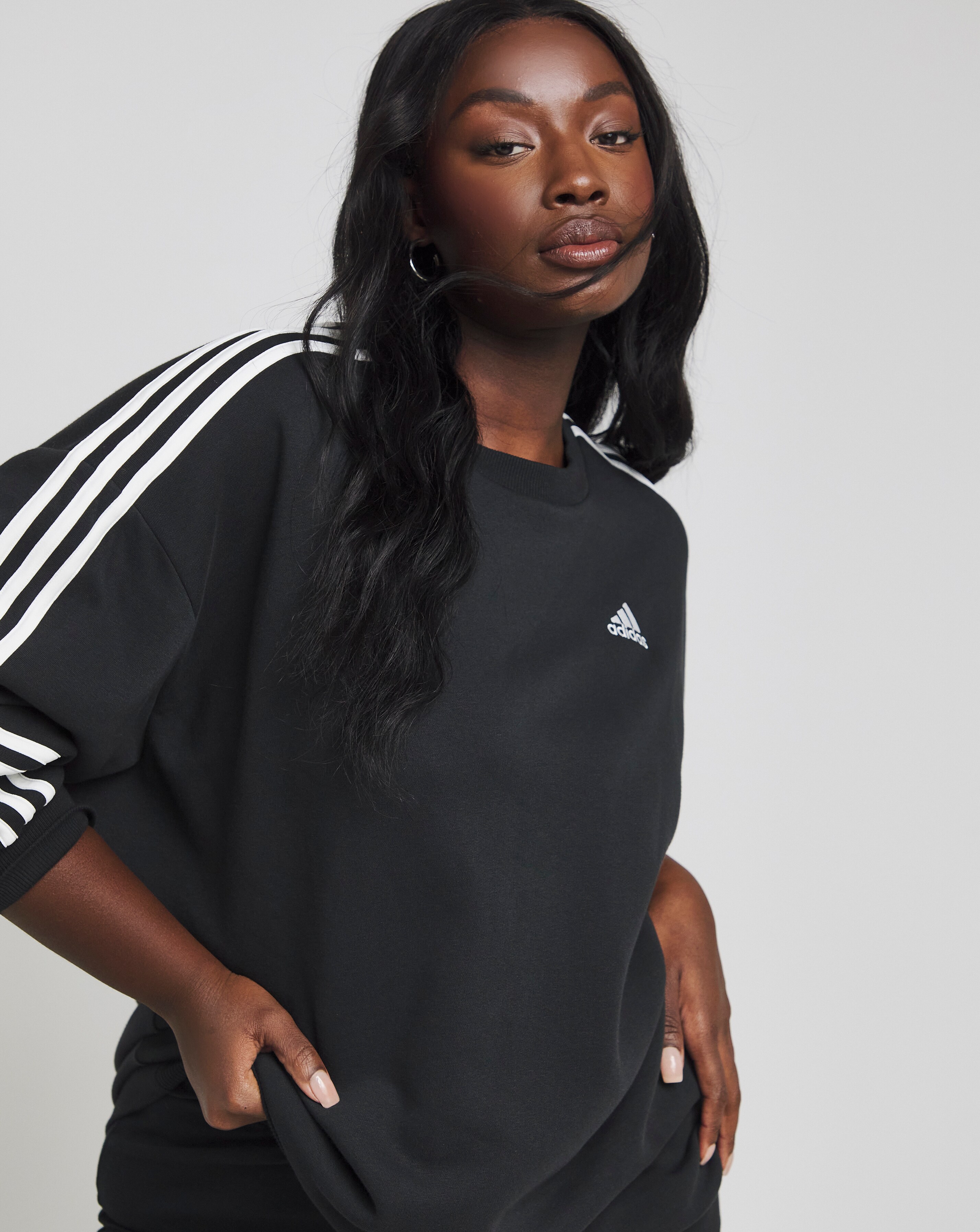 Adidas stripes sweatshirt hotsell