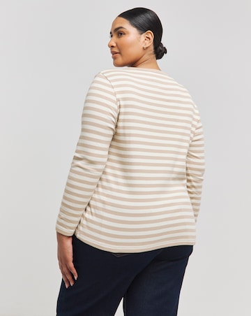 Oatmeal & Ivory Stripe Ribbed Long Sleeve Top