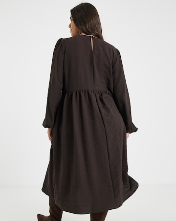 Simply Be Chocolate Textured Pocket Midi Dress