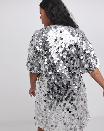 Silver Sequin T-Shirt Dress
