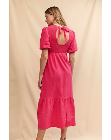Nobody's Child Pink Puff Sleeve Kelsie Midi Dress