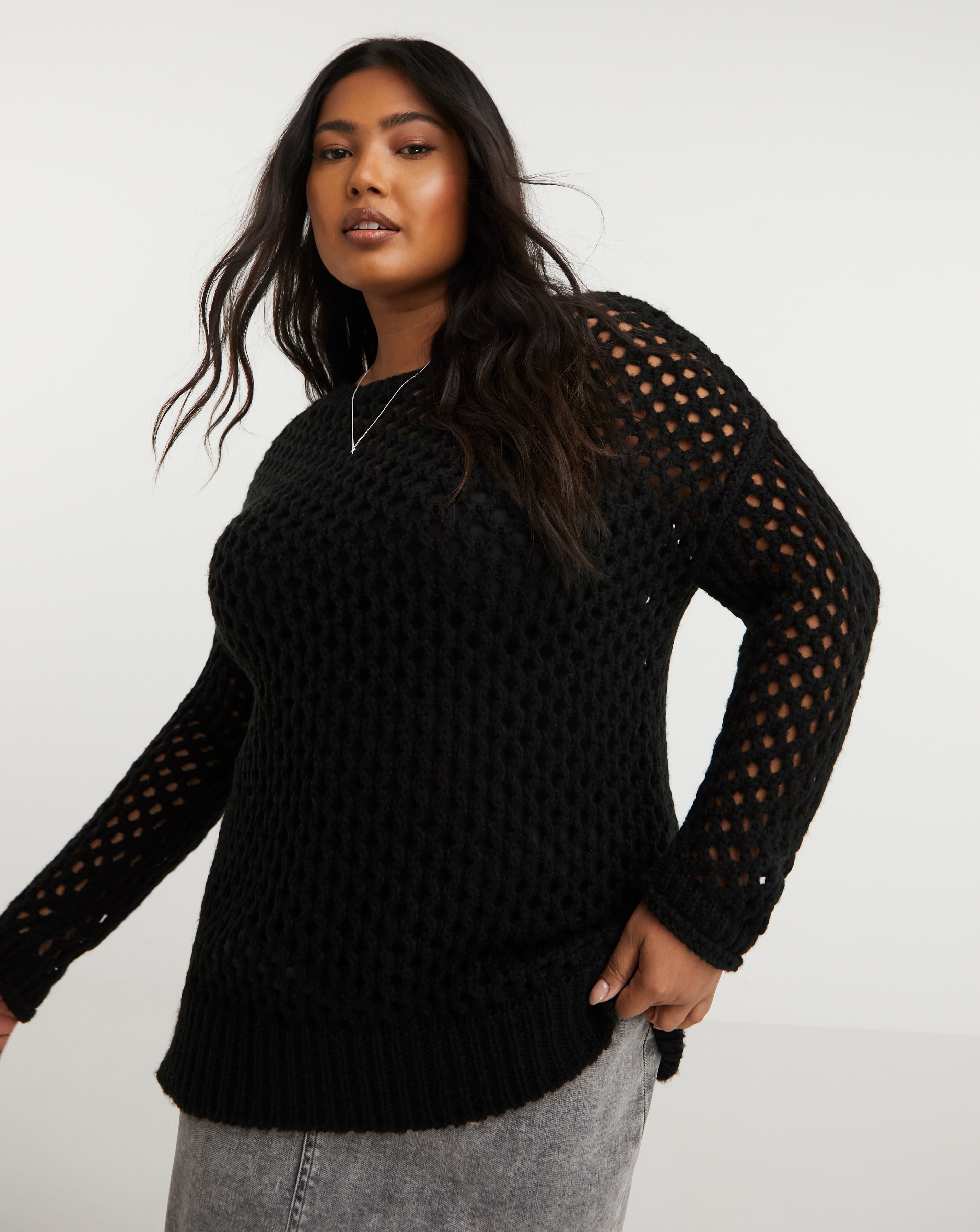 Black Hole Knit Longline Jumper