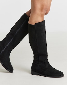 Deedee Stretch Panel Knee High Boots - Wide Fit (E) &amp; Curvy Calf