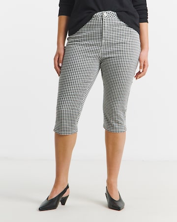 Simply Be Gingham Printed Denim Capri Jeans