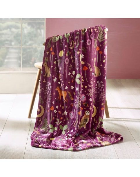 Catherine Lansfield Enchanted Twilight Fleece Throw - Plum